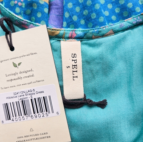 NWT Spell x Revolve Hibiscus Lane Strappy Dress, Lagoon - Picture 7 of 9